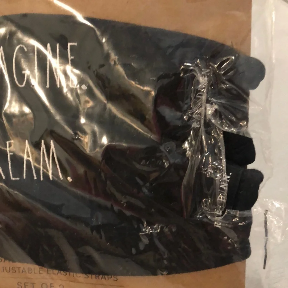 Rae Dunn Black Reusable Face Masks one says Imagine the other says Dream